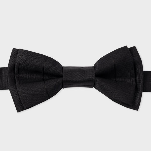 Paul Smith Black Pre-Tied Silk Tonal Stripe Bow Tie