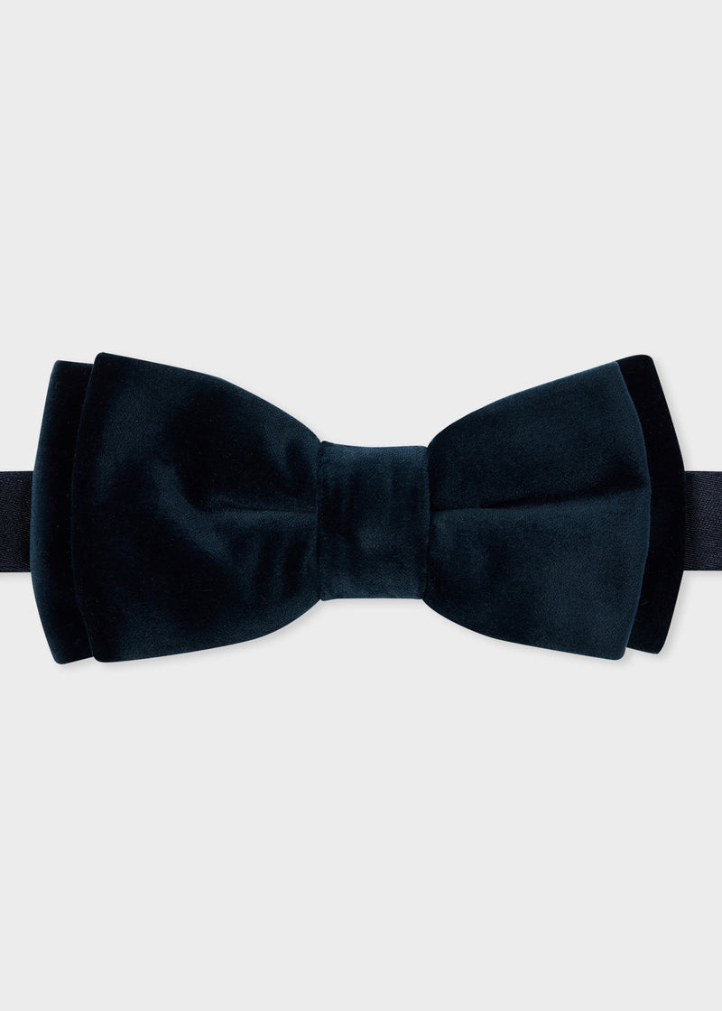 Paul Smith Dark Navy Velvet Pre-Tied Bow Tie Blue