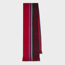 PS Paul Smith Red Reversible 'Sports Stripe' Scarf