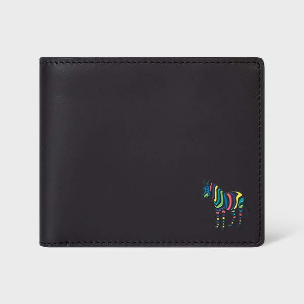 PS Paul Smith Black 'Zebra' Leather Billfold And Coin Wallet