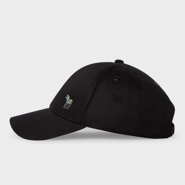 PS Paul Smith Black Cotton 'Zebra' Logo Baseball Cap