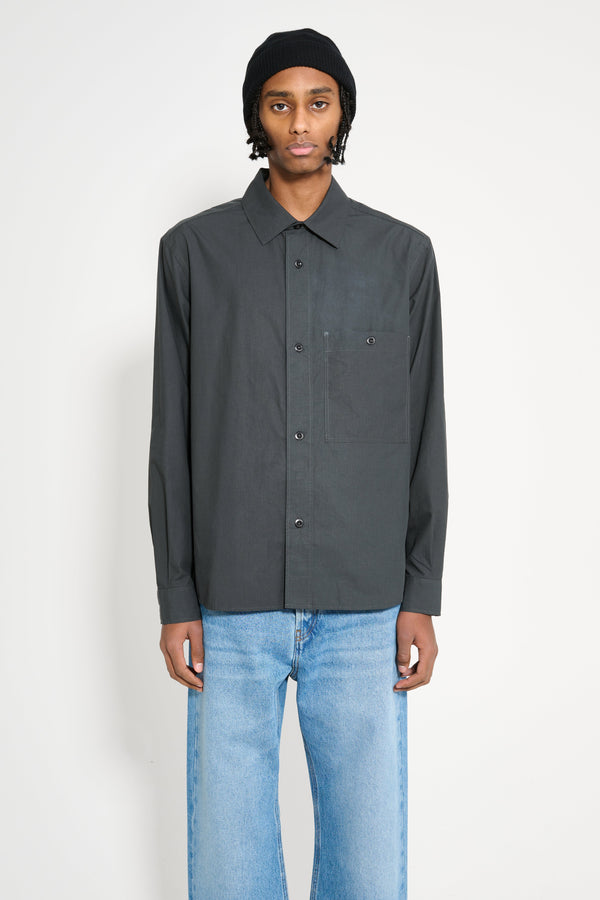 Margaret Howell MHL Overall Shirt Light Cotton Lyocell Asphalt