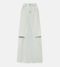 MM6 Maison Margiela Distressed denim maxi skirt