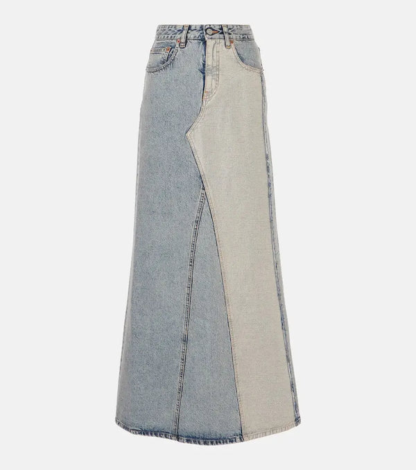 MM6 Maison Margiela Patchwork denim maxi skirt