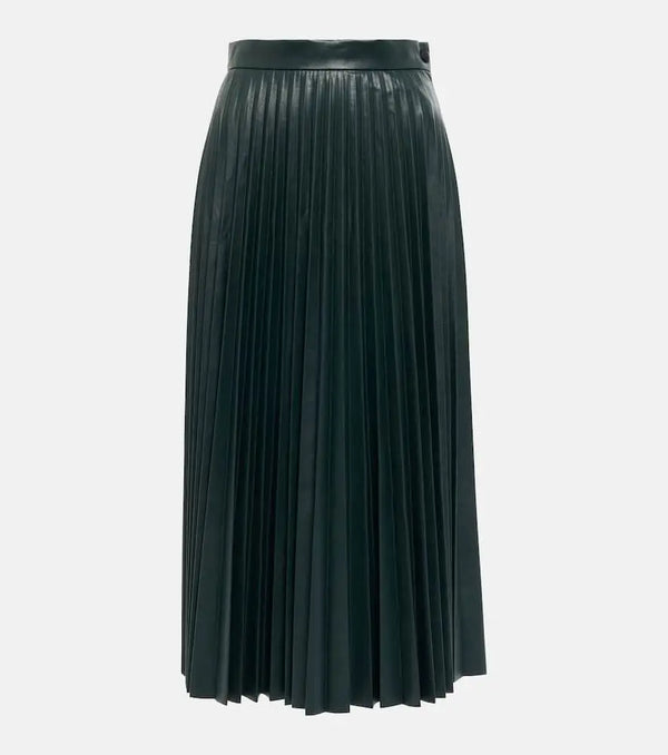 MM6 Maison Margiela Pleated faux leather midi skirt | LYBSTORE