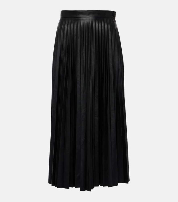 MM6 Maison Margiela Pleated high-rise faux leather midi skirt