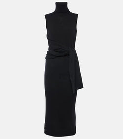 MM6 Maison Margiela Tie-detail wool-blend midi dress | LYBSTORE