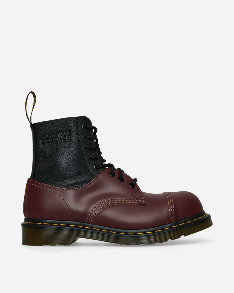 MM6 Maison Margiela Men s Dr. Martens 1460 Twisted and Reimagined Steel Toe Boots Black / Oxblood