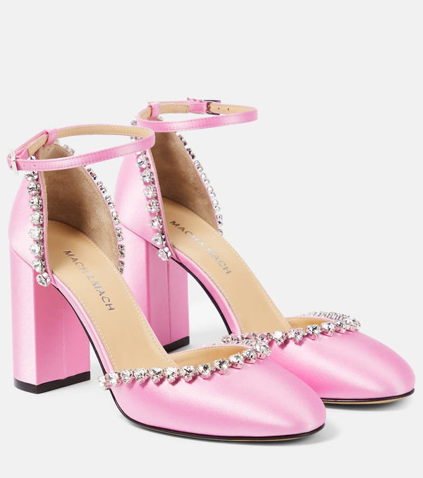 Mach & Mach Audrey crystal-embellished satin pumps