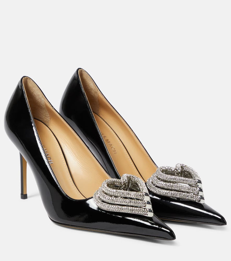 Mach & Mach Triple Heart patent leather pumps