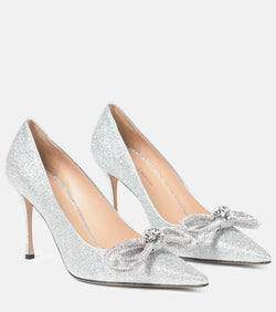 Mach & Mach Double Bow crystal-embellished pumps