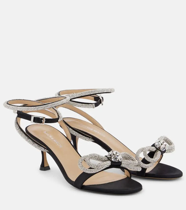 Mach & Mach Double Bow embellished satin sandals | LYBSTORE