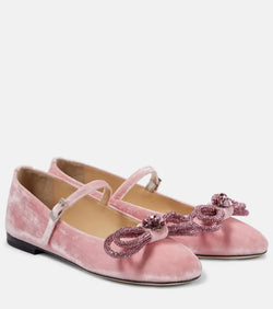 Mach & Mach Double Bow velvet ballet flats | LYBSTORE