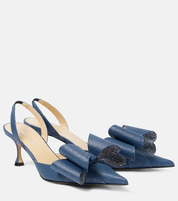 Mach & Mach Le Cadeau 65 denim slingback pumps | LYBSTORE