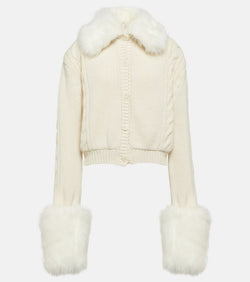 Magda Butrym Cropped faux fur-trimmed cardigan