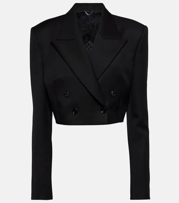 Magda Butrym Double-breasted cropped wool blazer | LYBSTORE