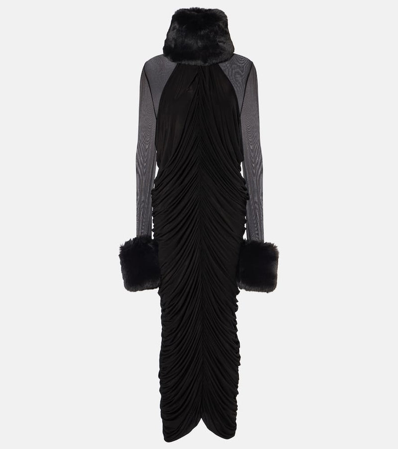 Magda Butrym Faux fur-trimmed maxi dress