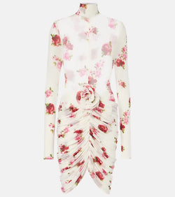 Magda Butrym Floral-appliqué sheer jersey midi dress | LYBSTORE