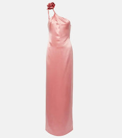 Magda Butrym Floral-appliqué silk satin gown | LYBSTORE