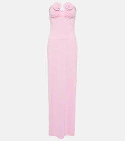 Magda Butrym Floral-appliqué strapless maxi dress