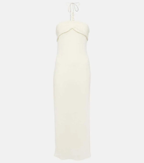 Magda Butrym Pearl-detail halterneck midi dress