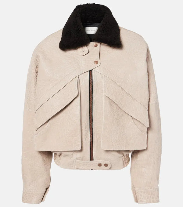 Magda Butrym Shearling-trimmed leather jacket