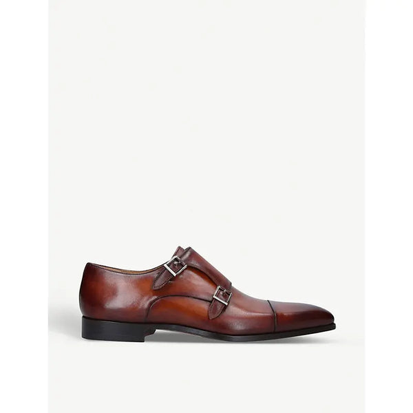 Magnanni Burnished leather double monk-strap shoes