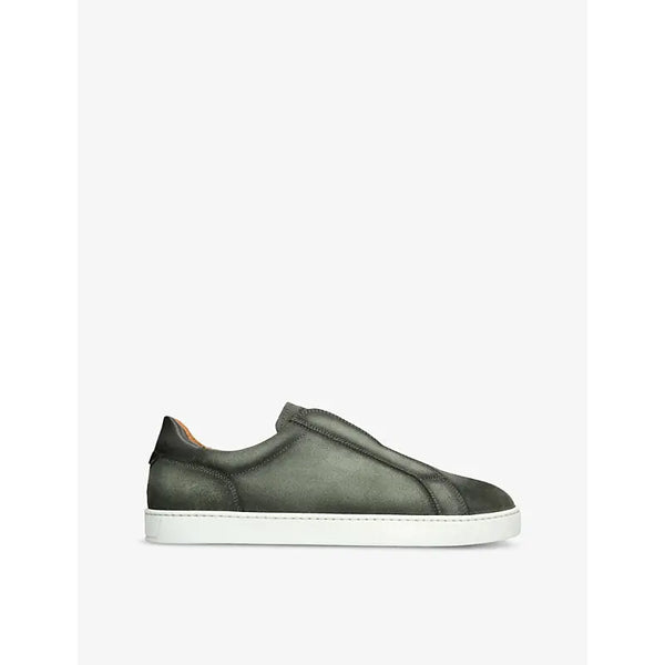 Magnanni Laceless panelled suede low-top trainers