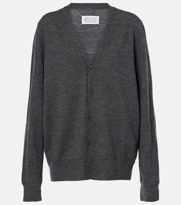 Maison Margiela Leather-trimmed wool cardigan