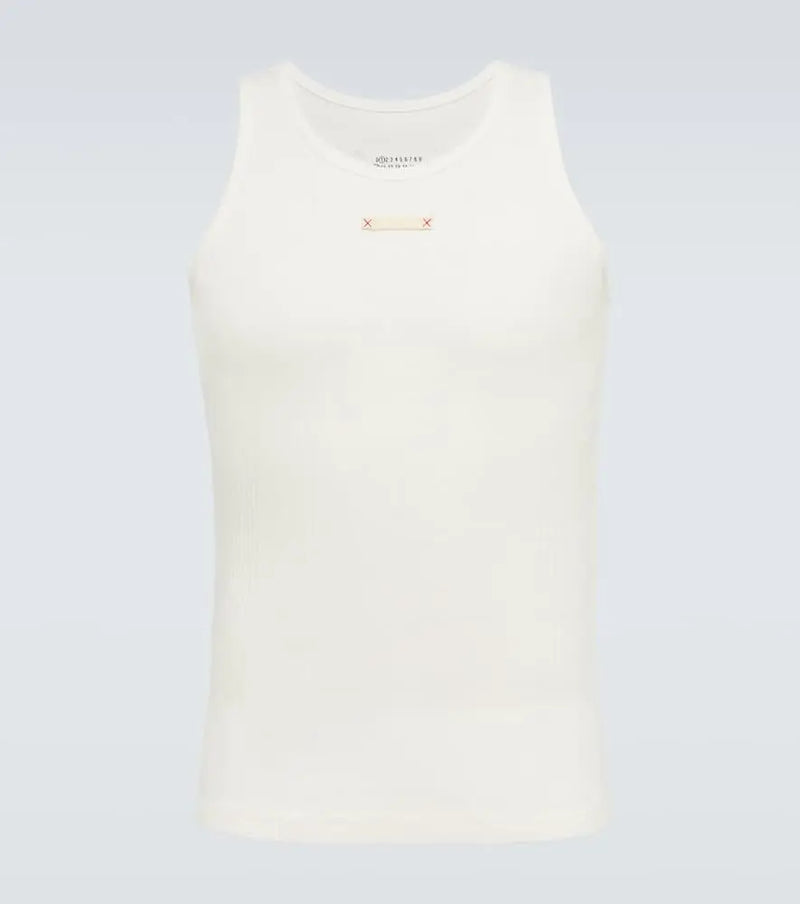 Maison Margiela Logo ribbed-knit cotton tank top