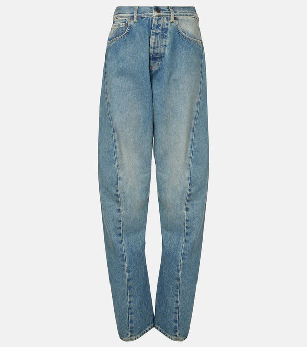 Maison Margiela Mid-rise diagonal cut wide-leg jeans