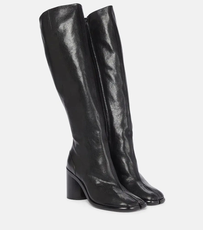 Maison Margiela Tabi leather knee-high leather boots