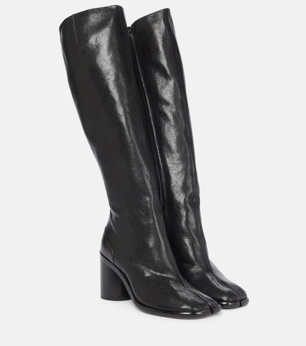 Maison Margiela Tabi leather knee-high leather boots | LYBSTORE