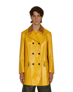 Maison Margiela Coated Cotton Double Breasted Raincoat Yellow