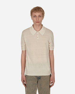 Maison Margiela Linen Polo Shirt White