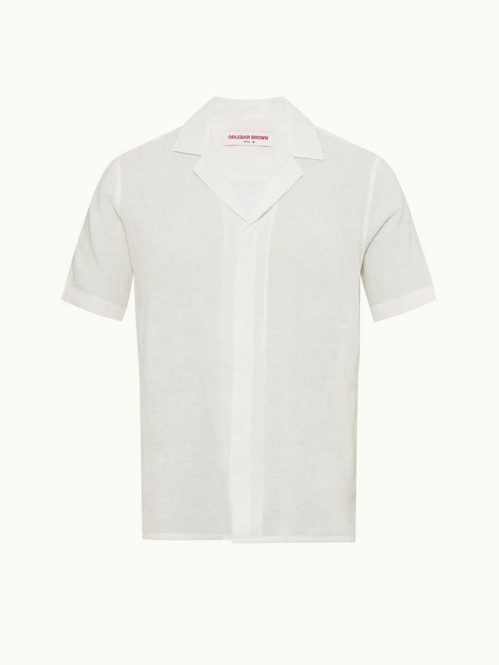 Maitan Linen - Relaxed Fit Capri Collar Italian Linen Shirt in White