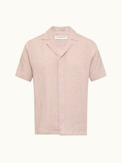 Maitan - Relaxed Fit Capri Collar Italian Linen Shirt In Seashell Pink