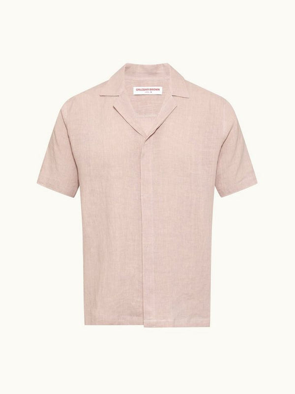 Maitan - Relaxed Fit Capri Collar Italian Linen Shirt In Seashell Pink