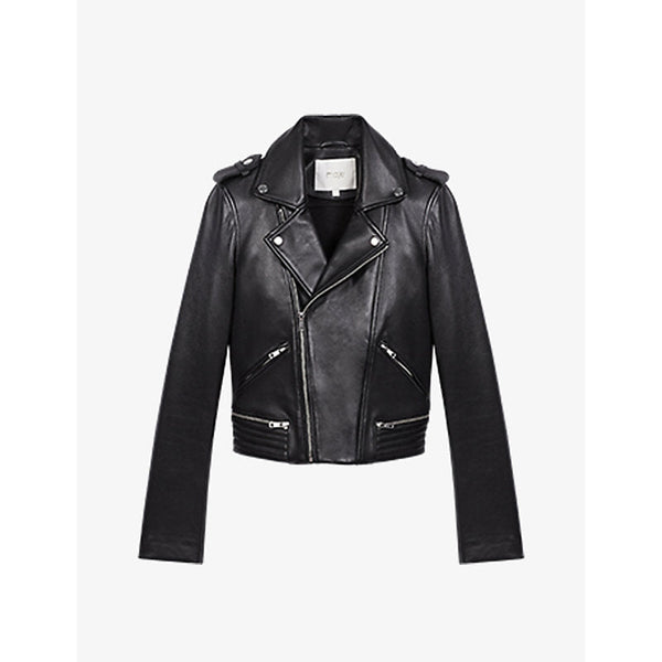 Maje Basal zip-detail leather biker jacket | LYBSTORE