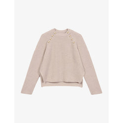 Womens Maje Button-embellished long-sleeve wool jumper