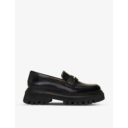 Maje Clover-embellished platform leather loafers