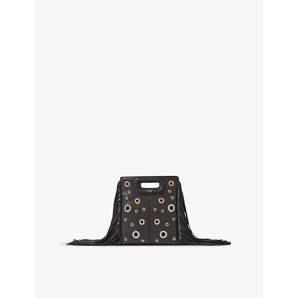 Maje Eyelet-embellished mini leather shoulder bag | LYBSTORE