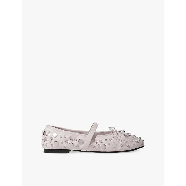 Maje Faby stud-embellished leather ballet courts