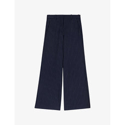 Womens Maje Flared-leg high-rise striped stretch-wool trousers