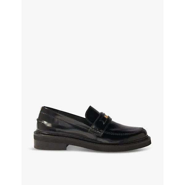 Maje Hardware-embellished flat leather loafers