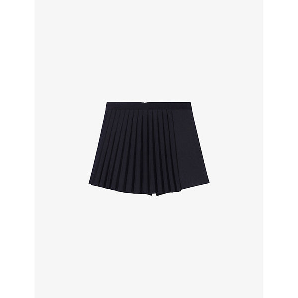 Maje Lupli straight-fit pleated stretch-woven shorts | LYBSTORE