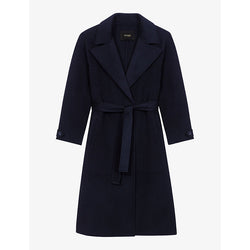 Womens Maje Notched-lapels detachable-belt regular-fit wool-blend coat