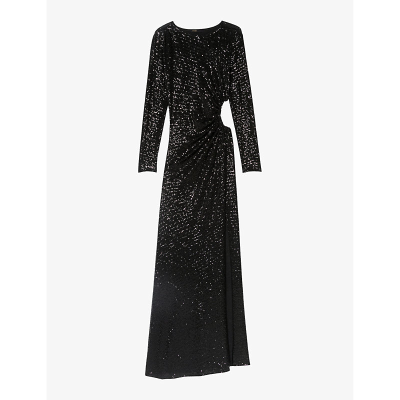 Maje Rilexisa sequin-embellished stretch-woven maxi dress