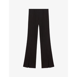 Maje Split-cuff flare-leg high-rise stretch-woven trousers | LYBSTORE