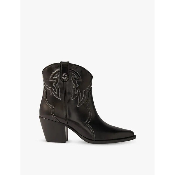 Maje Western heeled leather ankle boots